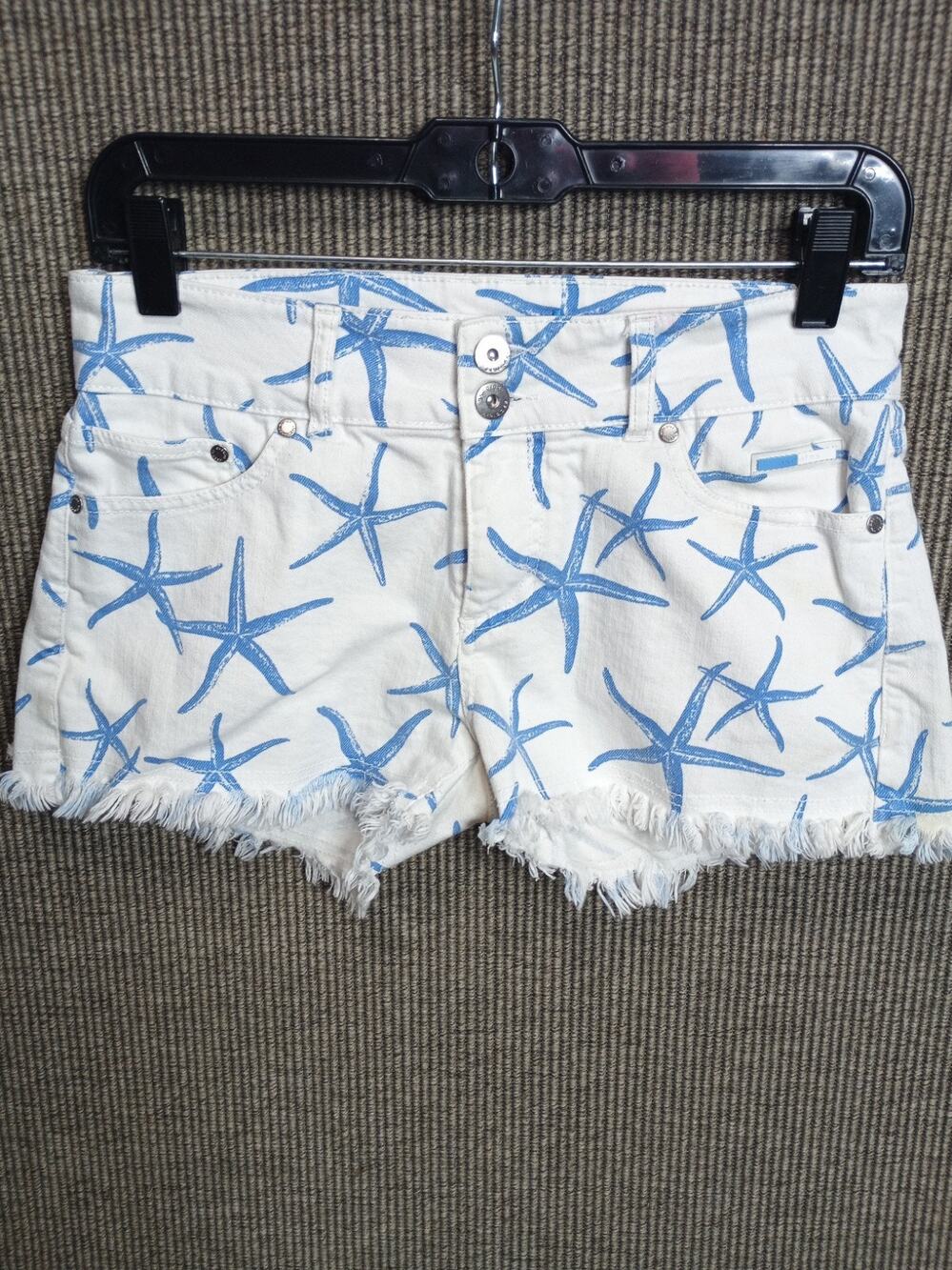 Escales Denim Shorts Sand Dollar Print Made In Paris 36
